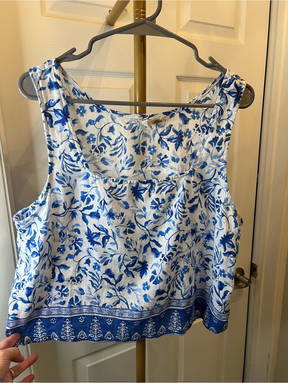 Joie Blue and White Floral Tank Top
